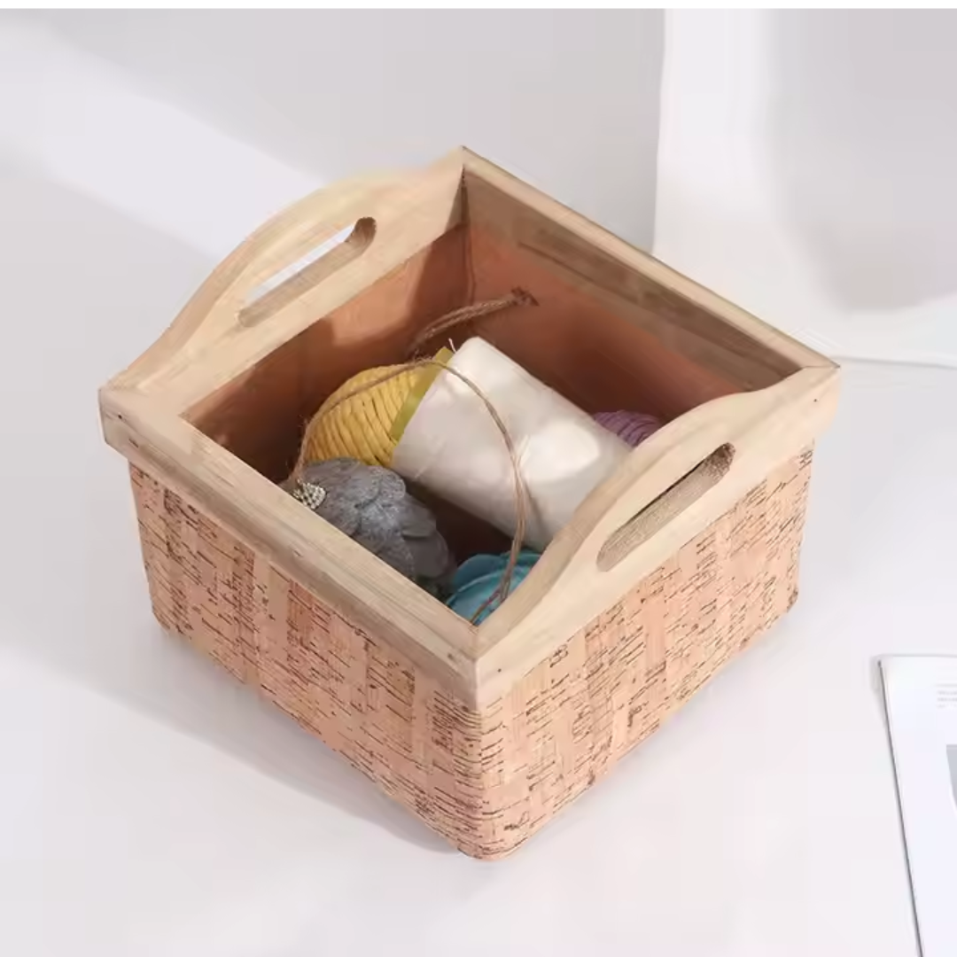 Felt Storage Basket with Wooden Handles