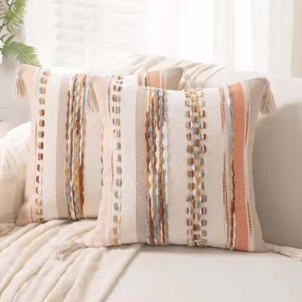 Boho Tufted Cushion Cover with Tassels