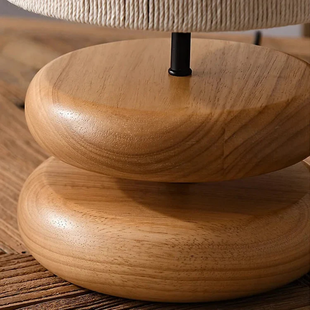 Solid Wood Table Lamp with Fabric Shade